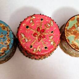 Art Deco Tea Light Holders - Set Of 3 - Hand-Painted Recycled Tins - thumbnail 3