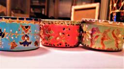 Art Deco Tea Light Holders - Set Of 3 - Hand-Painted Recycled Tins - thumbnail 1