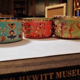 Art Deco Tea Light Holders - Set Of 3 - Hand-Painted Recycled Tins - thumbnail 4