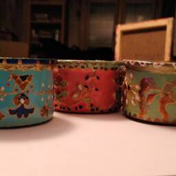 Art Deco Tea Light Holders - Set Of 3 - Hand-Painted Recycled Tins - thumbnail 2
