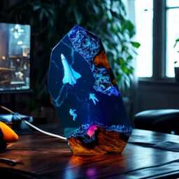 Premium Astronaut & Rocket Resin Lamp - Handmade Outer Space Led Night Light - Cosmic Decor For Kids & Adults Galaxy Launch Gift - thumbnail 3