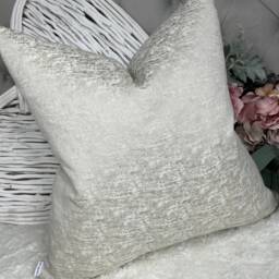 Textured Ivory Cushion Cover John Lewis Designer Fabric Champagne Plain Pillow Case Double-Sided Handmade in UK - thumbnail 1