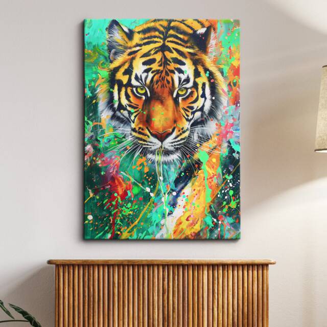 Tiger Abstract 5 Oil Painting Framed Poster Print Or Canvas Wall Decor Art Bedroom Home Interior Gift For Pet Lover - image 1