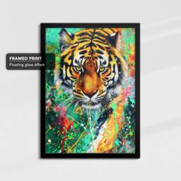 Tiger Abstract 5 Oil Painting Framed Poster Print Or Canvas Wall Decor Art Bedroom Home Interior Gift For Pet Lover - thumbnail 2