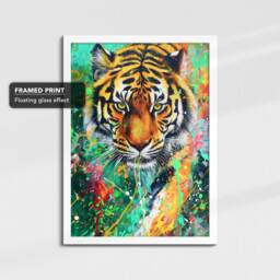 Tiger Abstract 5 Oil Painting Framed Poster Print Or Canvas Wall Decor Art Bedroom Home Interior Gift For Pet Lover - thumbnail 3