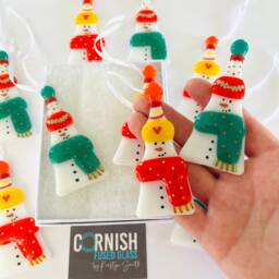 Fused Glass Snowman Decoration - Christmas Decoration, Snowman Cornish