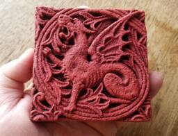 The Red Dragon Tile - Victorian Gothic Stone Carving Cast Stone Sculpture
