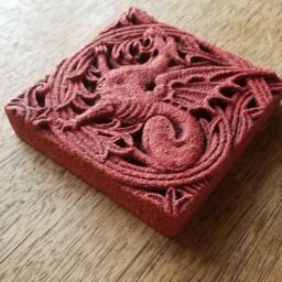 The Red Dragon Tile - Victorian Gothic Stone Carving Cast Stone Sculpture - thumbnail 3