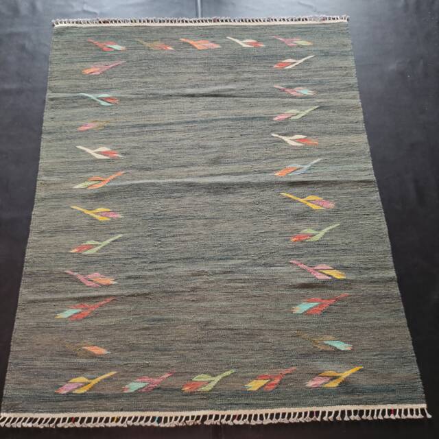 Minimalist Kilim Rug, Handmade Artisan Afghan Moroccan Persian Swedish Scandinavian Multicolour Flatweave Natural Wool Rug 200x160 cm - image 1