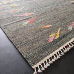 Minimalist Kilim Rug, Handmade Artisan Afghan Moroccan Persian Swedish Scandinavian Multicolour Flatweave Natural Wool Rug 200x160 cm - thumbnail 2