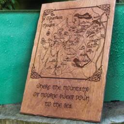 Fantasy Style Wooden Map Of Mourne Mountains Poster Northern Ireland Wood Burning Pyrography Rustic Gift Handmade Home Decor Irish - thumbnail 2