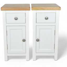 Handmade Solid Wood Bedside Tables Snow White Oak Top, Fully Assembled - thumbnail 2