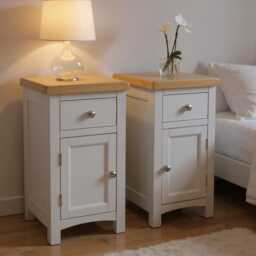 Handmade Solid Wood Bedside Tables Snow White Oak Top, Fully Assembled - thumbnail 4