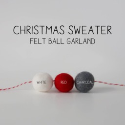 Felt Ball Christmas Garland Red, Gray, White Holiday Decor - thumbnail 3