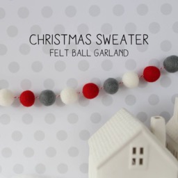 Felt Ball Christmas Garland Red, Gray, White Holiday Decor - thumbnail 2