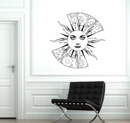 Wall Decal Sun Space Wheel Gear Ornament Tribal Mural Vinyl - thumbnail 1