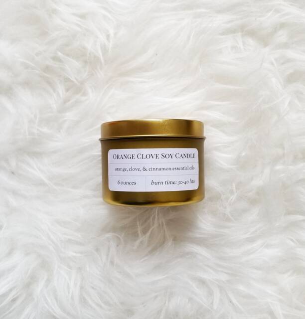 Orange Clove Soy Candle, Holiday Fall Housewarming Gift, Aromatherapy Vegan Spiced Yummy - image 1