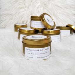 Orange Clove Soy Candle, Holiday Fall Housewarming Gift, Aromatherapy Vegan Spiced Yummy - thumbnail 4