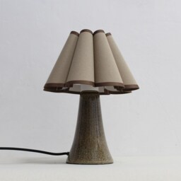 Handmade Brown Fabric & Ceramic Table Lamp-116# - thumbnail 3