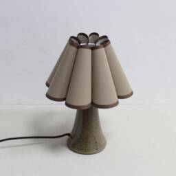Handmade Brown Fabric & Ceramic Table Lamp-116# - thumbnail 2