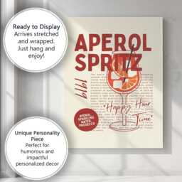 Modern Aperol Spritz Cocktail Typography Kitchen Poster Canvas Wall Art Print Decor Picture Ready To Hang - thumbnail 3