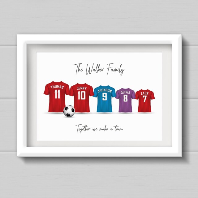 Football Gift For Dad, Family Football Shirt Print, Personalised Team, Birthday Or Christmas Gift Daddy - image 1