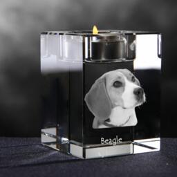 Beagle, Crystal Candlestick With Dog, Souvenir, Decoration, Limited Edition, Collection - thumbnail 2