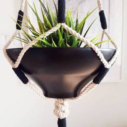 Macrame Plant Hanger, Hanging Planter, Color Block No Tariffs/Fees To Usa - thumbnail 3