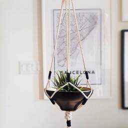 Macrame Plant Hanger, Hanging Planter, Color Block No Tariffs/Fees To Usa - thumbnail 4