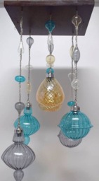 Modern Chandelier Lighting Handmade Blown Contemporary Pyrex Wood , Light Hanging , Home & Living - thumbnail 4