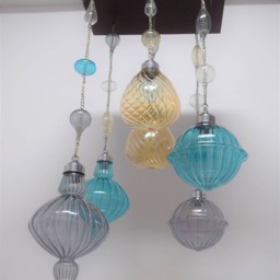 Modern Chandelier Lighting Handmade Blown Contemporary Pyrex Wood , Light Hanging , Home & Living - thumbnail 3