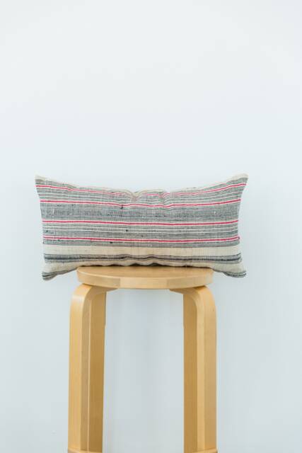 Hmong Hill Tribe Textile/Lumbar Throw Pillow Stripe Vintage Pillow - image 1