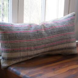 Hmong Hill Tribe Textile/Lumbar Throw Pillow Stripe Vintage Pillow - thumbnail 2