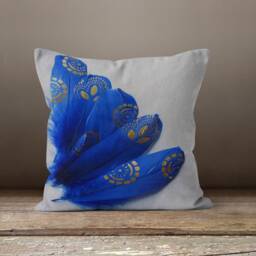 Blue Floral Cushion Cover-Flower Decorative Pillow Case-Living Room Case-Modern Cover-Gift For Her Cushion-Handmade Material - thumbnail 3