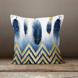 Blue Floral Cushion Cover-Flower Decorative Pillow Case-Living Room Case-Modern Cover-Gift For Her Cushion-Handmade Material - thumbnail 4