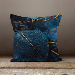 Blue Floral Cushion Cover-Flower Decorative Pillow Case-Living Room Case-Modern Cover-Gift For Her Cushion-Handmade Material - thumbnail 2