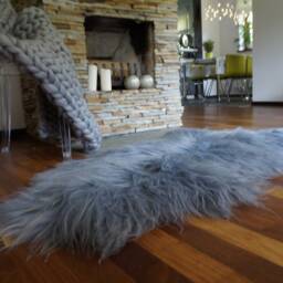 Sheepskin Icelandic Grey Rug Genuine Natural Sheepskin Gray Rugs Carpet Shag Thro - thumbnail 2