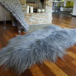 Sheepskin Icelandic Grey Rug Genuine Natural Sheepskin Gray Rugs Carpet Shag Thro - thumbnail 3