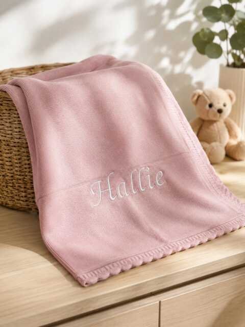 Personalised Baby Blanket - Embroidered Name Soft Knit Swaddle Newborn Gift Custom Shower - image 1
