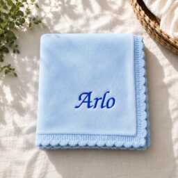 Personalised Baby Blanket - Embroidered Name Soft Knit Swaddle Newborn Gift Custom Shower - thumbnail 2