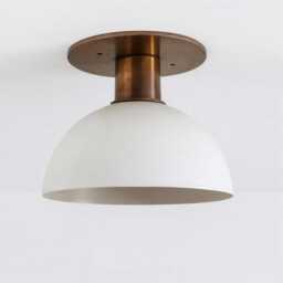 Modern Brass Flush Mount Light Creamy White Shade Kitchen Fixture - thumbnail 1