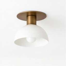 Modern Brass Flush Mount Light Creamy White Shade Kitchen Fixture - thumbnail 3
