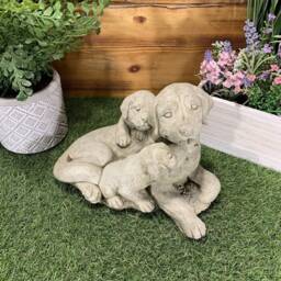 Stone Garden Labrador Dog Family Statue Ornament - thumbnail 3