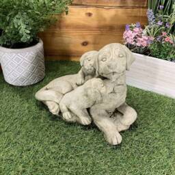 Stone Garden Labrador Dog Family Statue Ornament - thumbnail 4