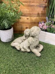 Stone Garden Labrador Dog Family Statue Ornament - thumbnail 1