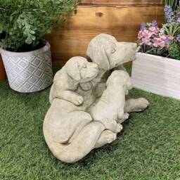 Stone Garden Labrador Dog Family Statue Ornament - thumbnail 2