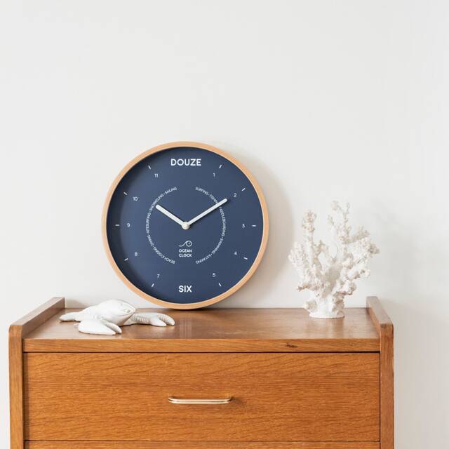 Navy Blue Wood Silent Wall Clock - image 1