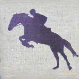 Embroidered Equestrian Pillow Cover, Dark Brown Rider & Horse - thumbnail 4