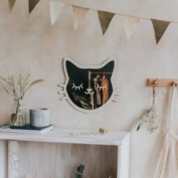 Wooden Cat Mirror, Kids Room Decor, Baby Shower Gift - thumbnail 2