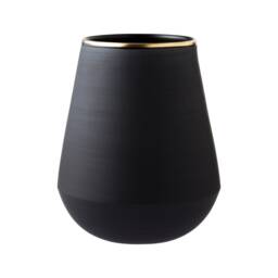 Ceramic Vase For Flowers With Gold Rim, Matte Black Pottery, Collection Eclipse Gold - thumbnail 3